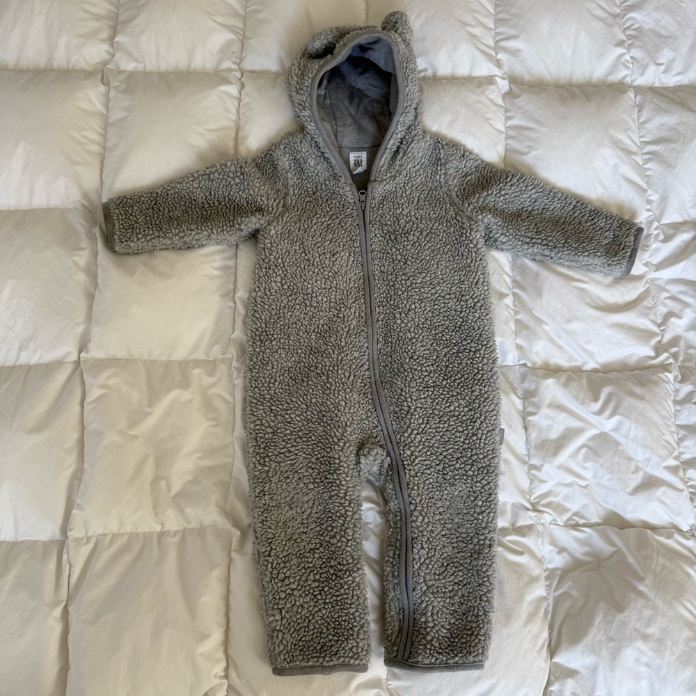 GAP Fuzzy Gray Hooded Bodysuit